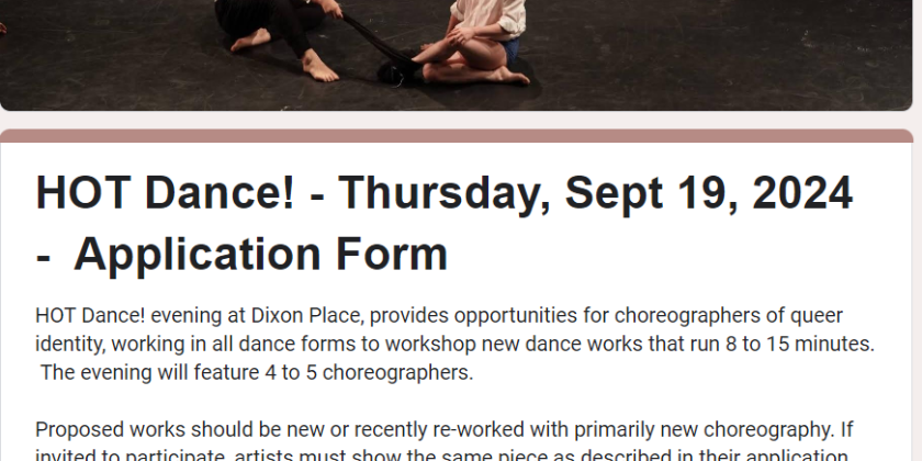 CALL FOR SUBMISSIONS: HOT Dance! Application (DEADLINE: JULY 14)