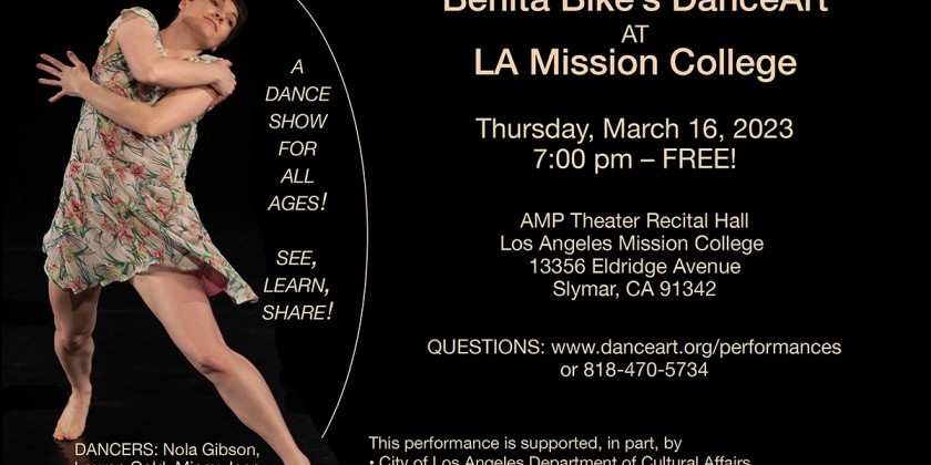 LOS ANGELES, CA: Benita Bike's DanceArt at Los Angeles Mission College (FREE)